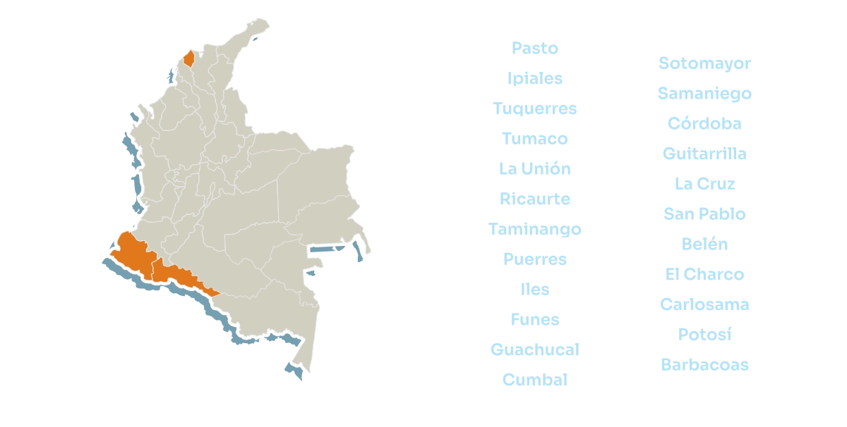 Mapa sedes Inesur en toda Colombia